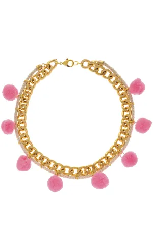 ALBERTO GALLETI POMPOM Pink Chain Necklace