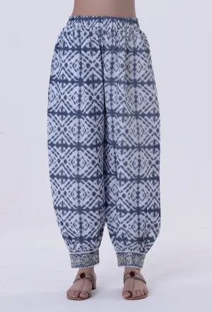 Blue & White Block Printed Cotton Pant