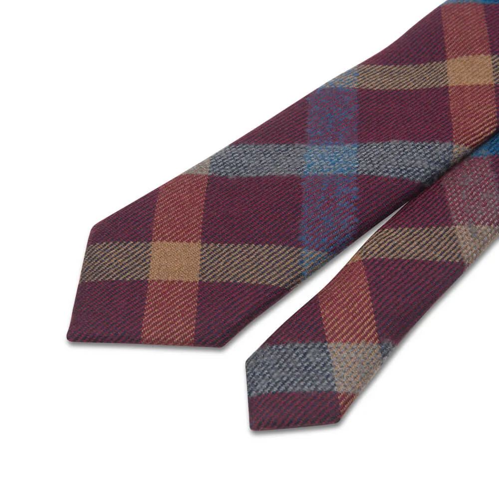 Burgundy Madras Virgin Wool Tie