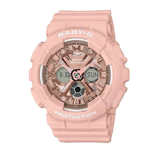 Casio Baby-G Standard Analog-Digital BA-130 Series Pink Resin Band Watch BA130-4A BA-130-4A