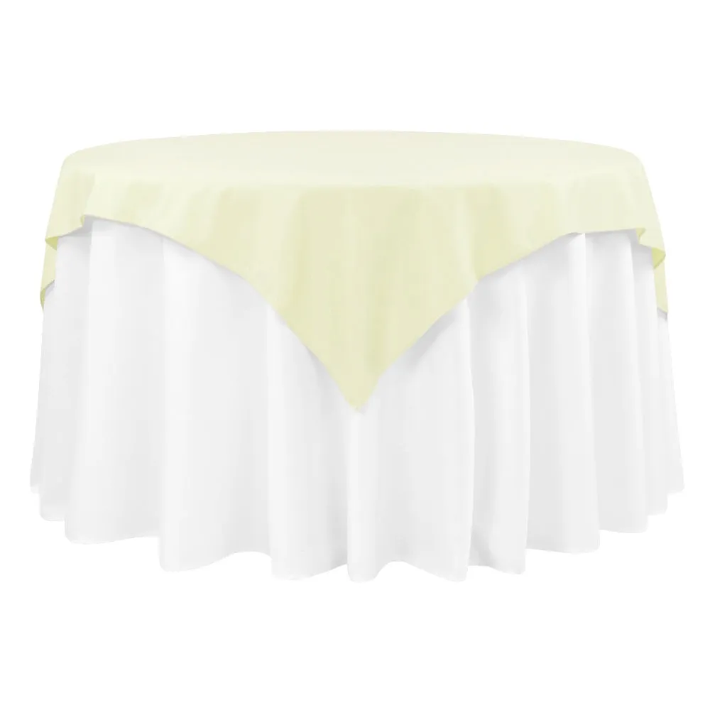 Economy Polyester Table Overlay Topper/Tablecloth 54"x54" Square - Ivory