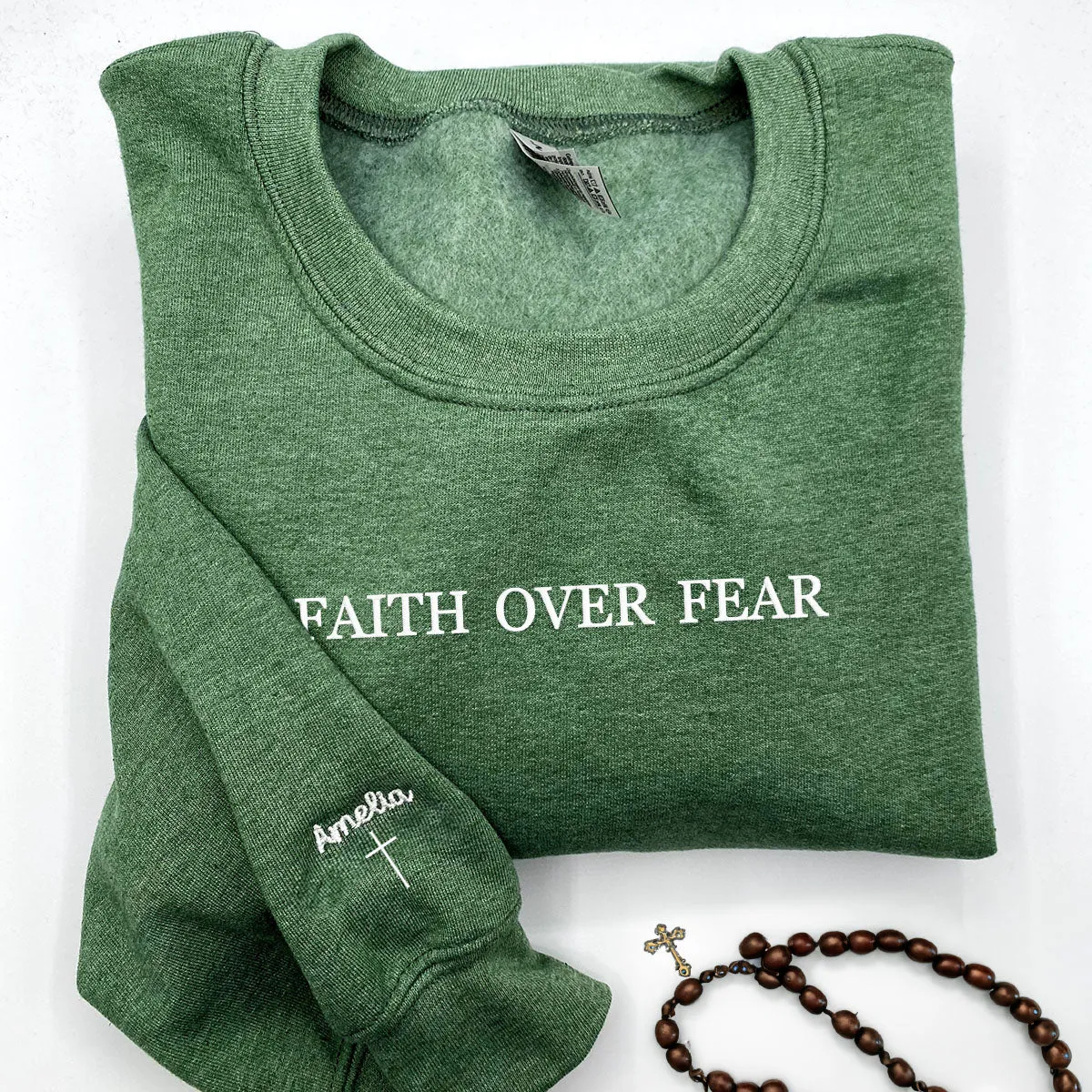 Embroidered Faith Over Fear Sweatshirt or Hoodie