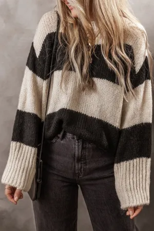 First Things First - Colorblock Loose Pullover Sweater