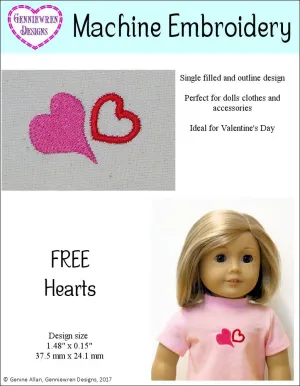 Free Hearts Machine Embroidery Design