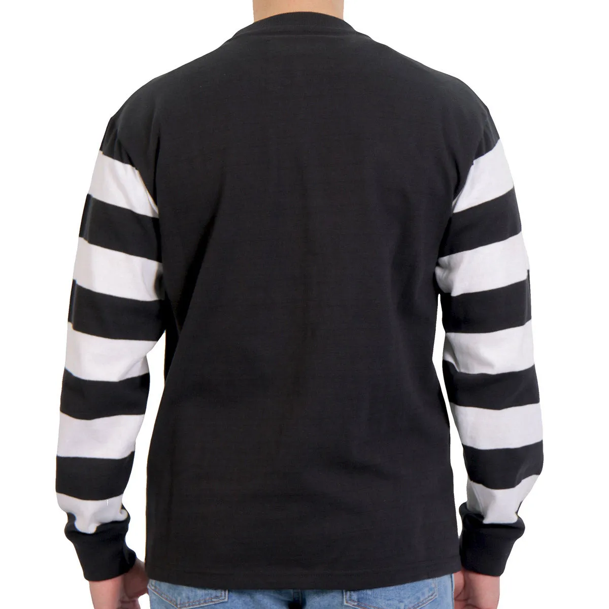 Hot Leathers GMS6002 Men's Black and White Long Sleeve Striped Shirt