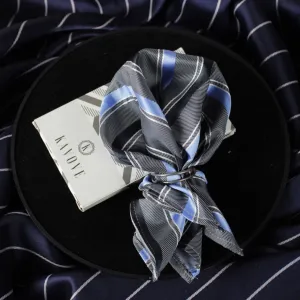 Kovove Grey Striped Pocket Square For Men