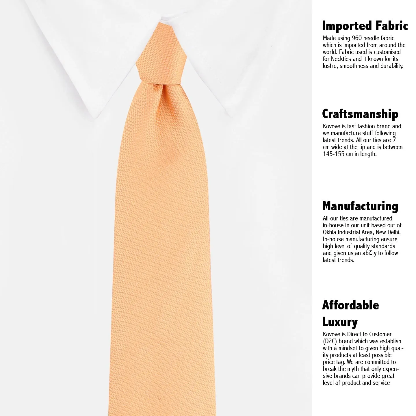 Kovove The Self Dash Line Orange Necktie and Pocket Square Gift Box