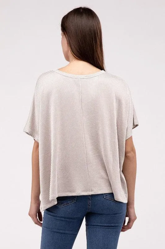 Loose Fit Short Sleeve Striped Top