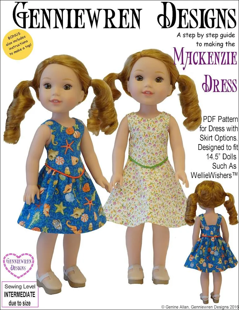 Mackenzie Dress 14.5" Doll Clothes Pattern