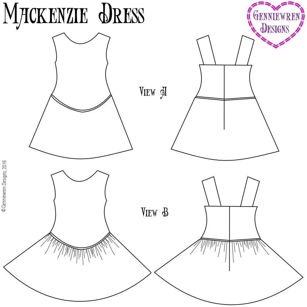 Mackenzie Dress 14.5" Doll Clothes Pattern