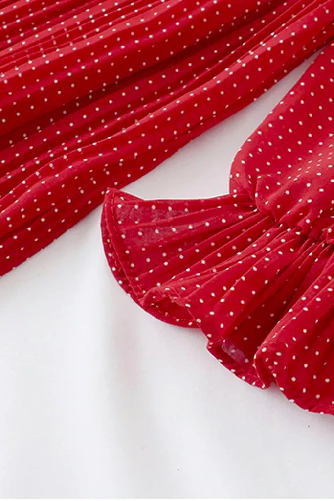 Mona Red Dotted Dress
