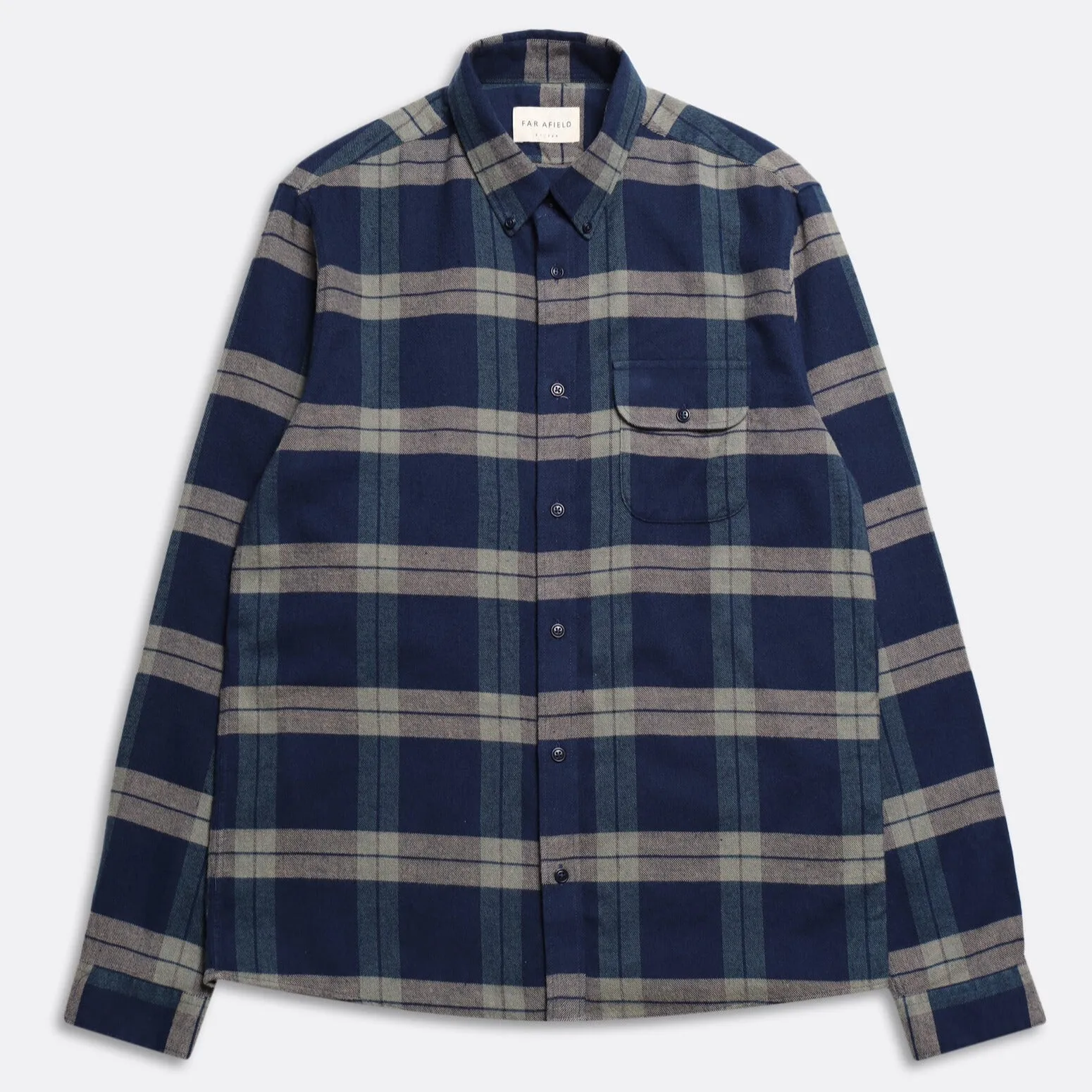 Navy Iris Ecru Larry Cotton Check Shirt