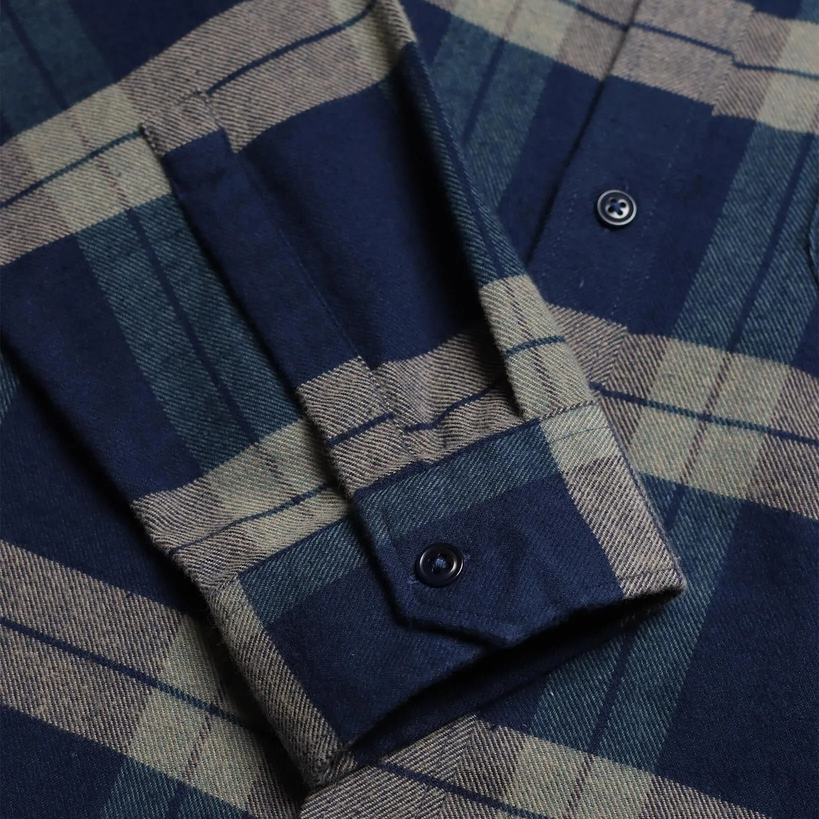 Navy Iris Ecru Larry Cotton Check Shirt