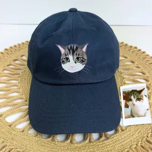 Personalized Cat Hat with Custom Embroidered Photo - Unique Cat Lover Gift Idea