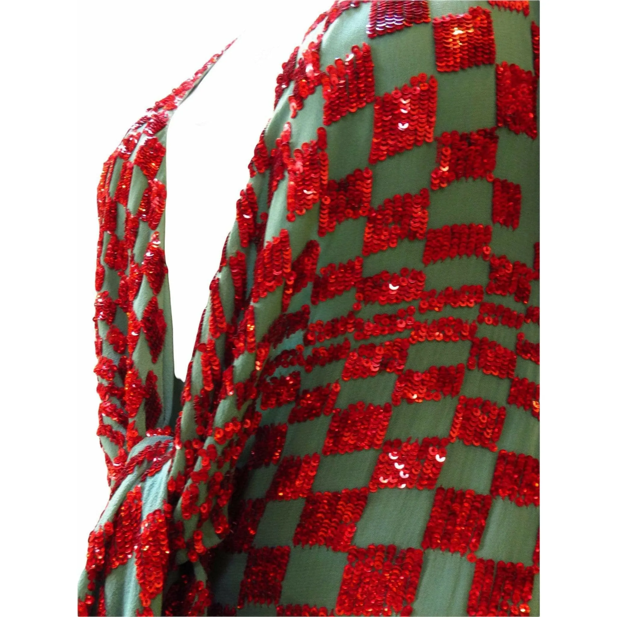 Red Sequin Harlequin Gown