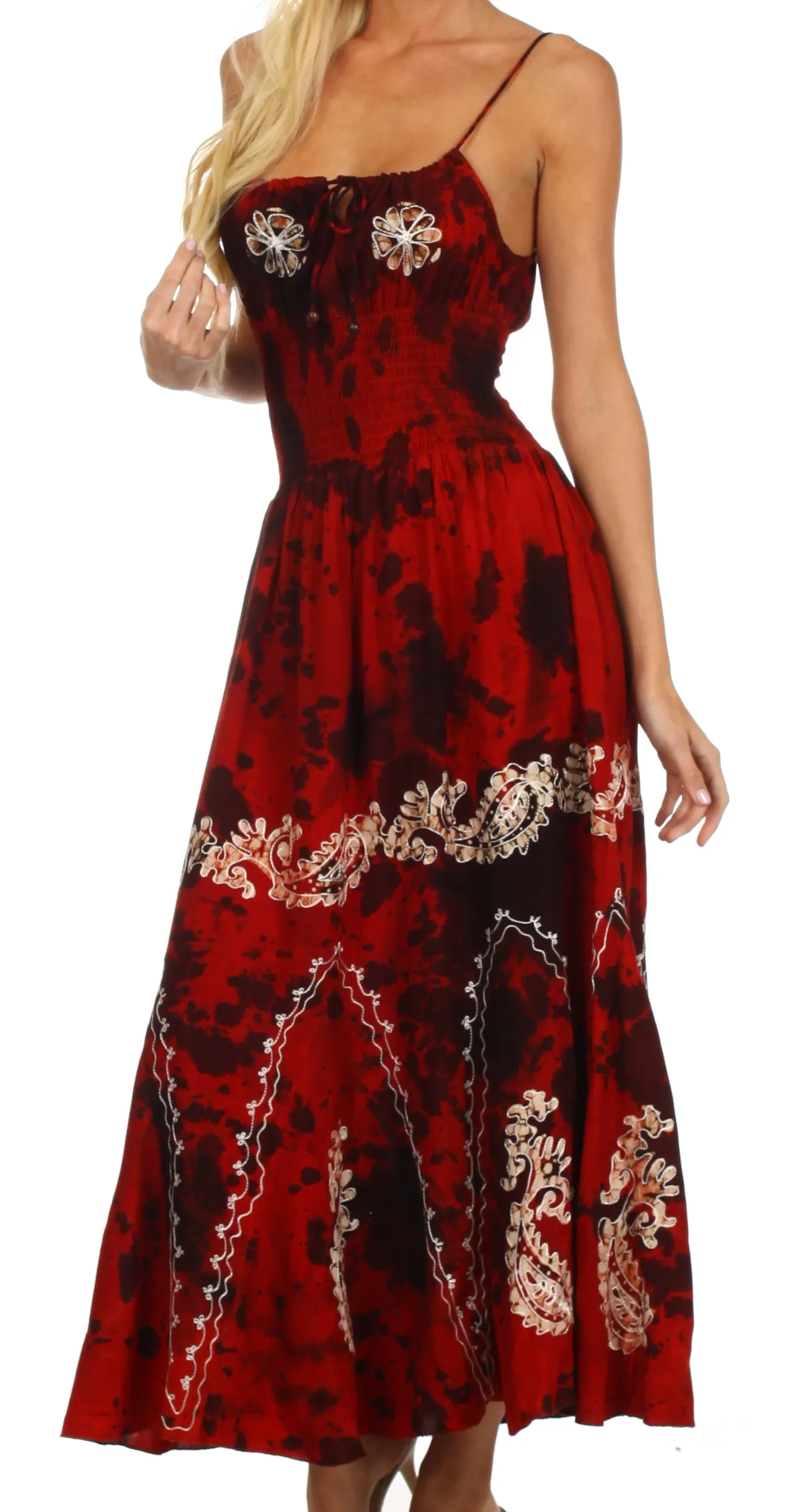 Sakkas Ariel Embroidered Batik Dress