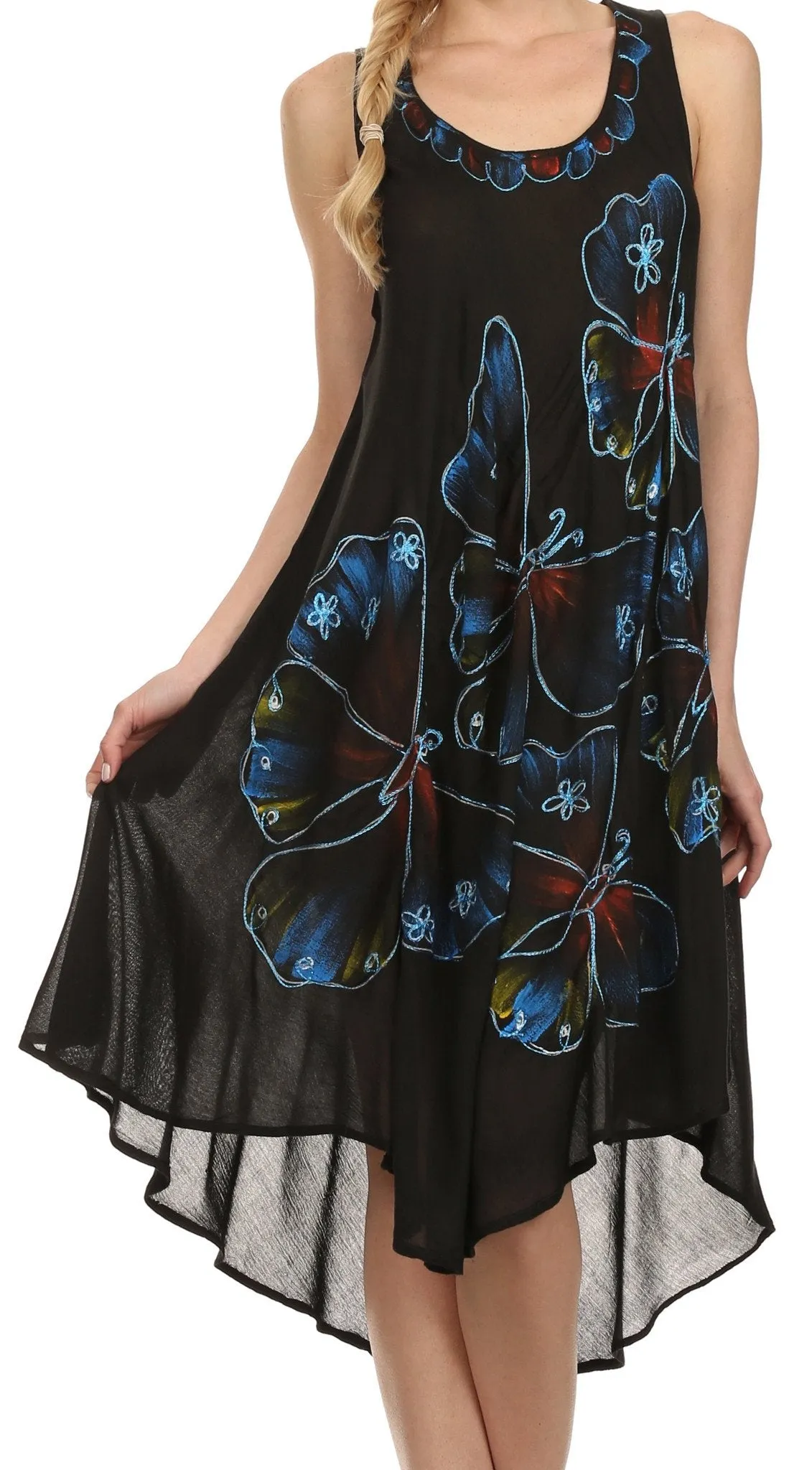 Sakkas Bailey Spring Butterfly Embroidered Caftan Dress / Cover Up