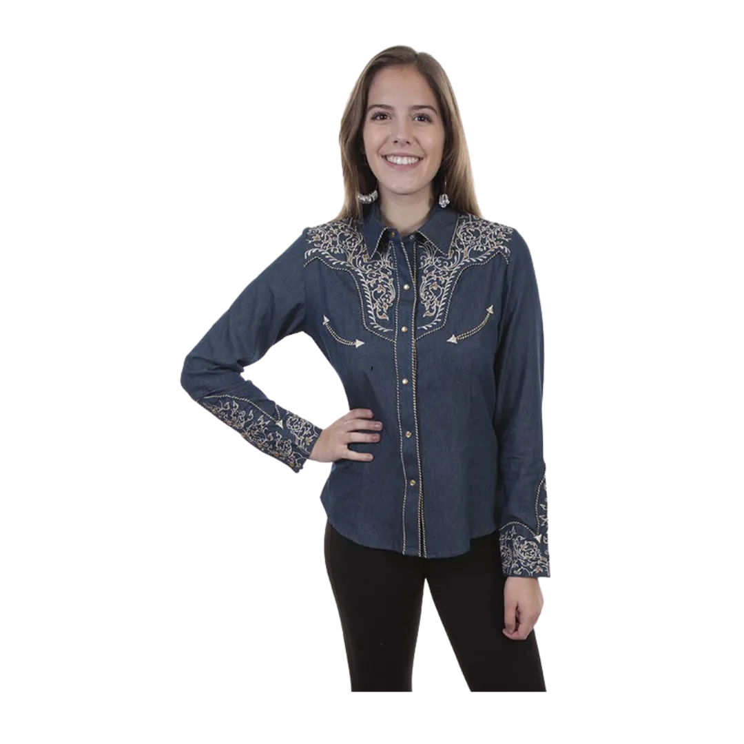 Scully Leather Women's Embroidered Snap Blouse