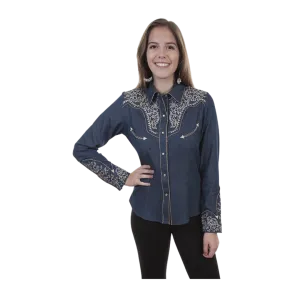 Scully Leather Women's Embroidered Snap Blouse