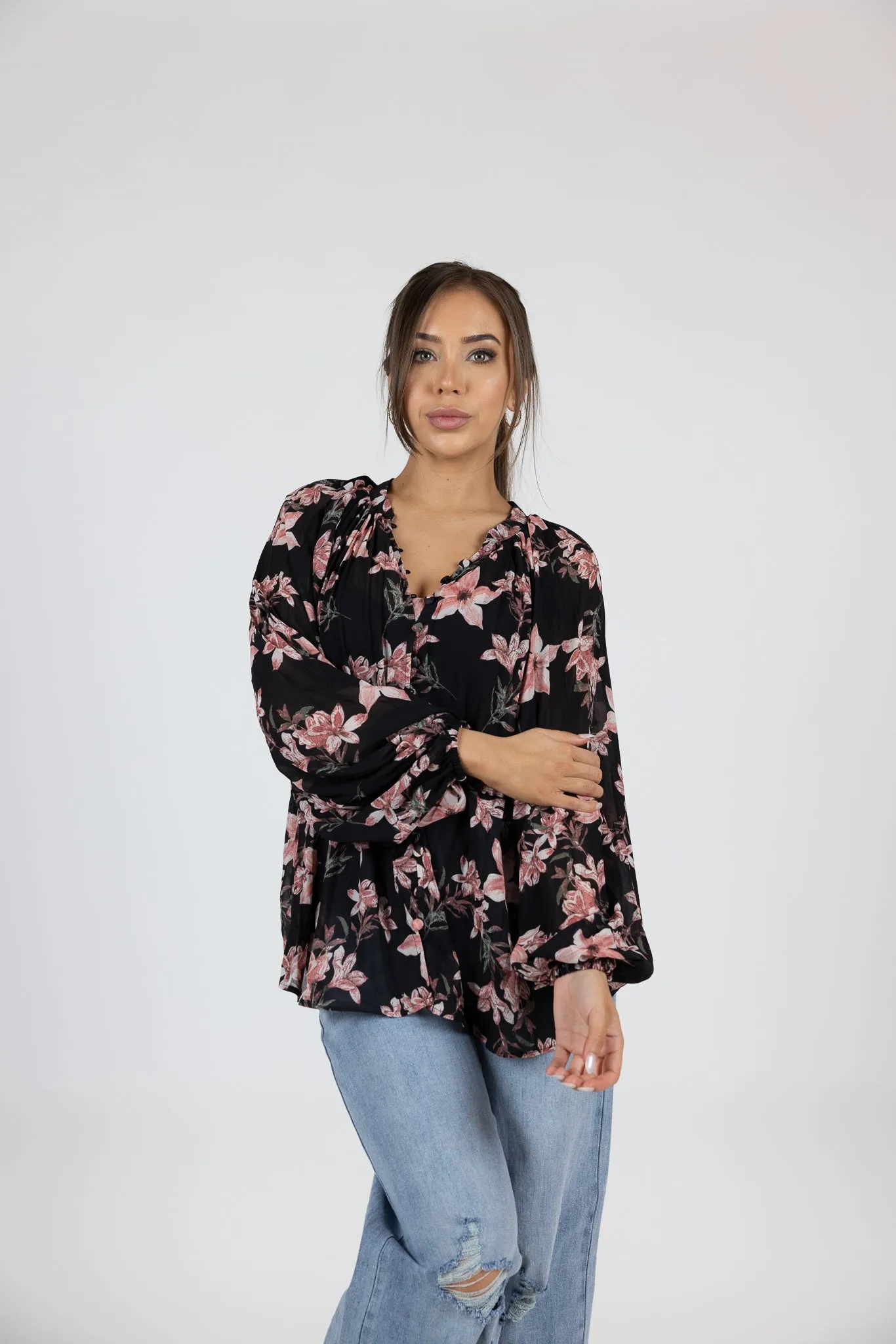 Sheer Pleated Shirt Blouse