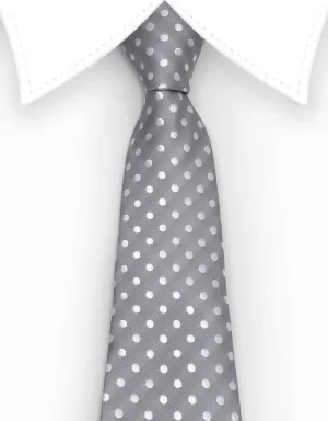 Silver and White Polka Dot - Extra Large 70 inch Necktie - 3XL