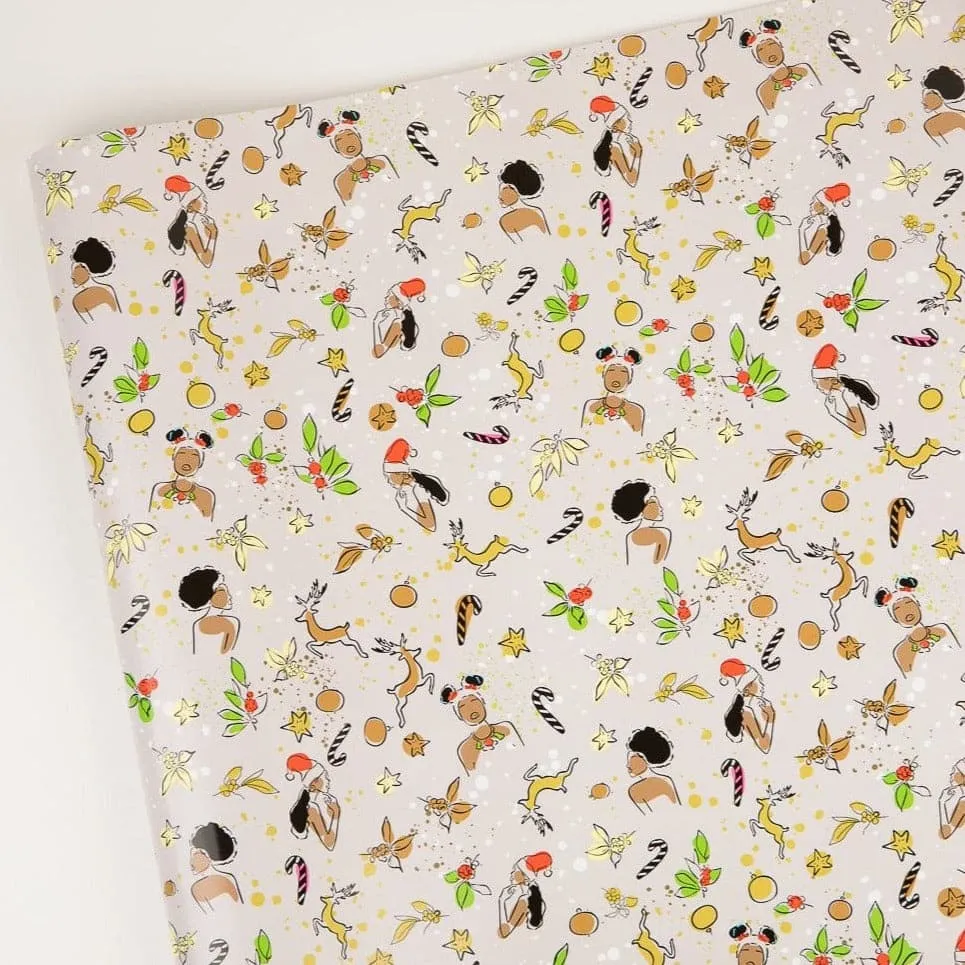 Sophisticated ‘Sleigh’ Divas Gift Wrapping Paper Roll