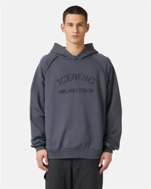 Sweatshirt with hood and logo (Pencil) - I24E12163328784