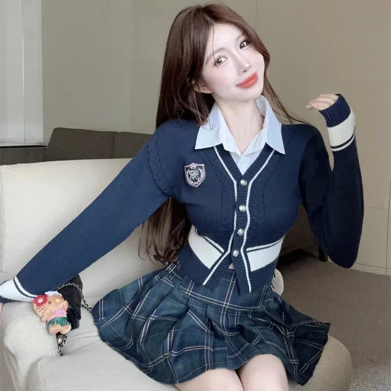 Sweet Hot Girl Knitted High Waist Short Skirt Fashion Suit