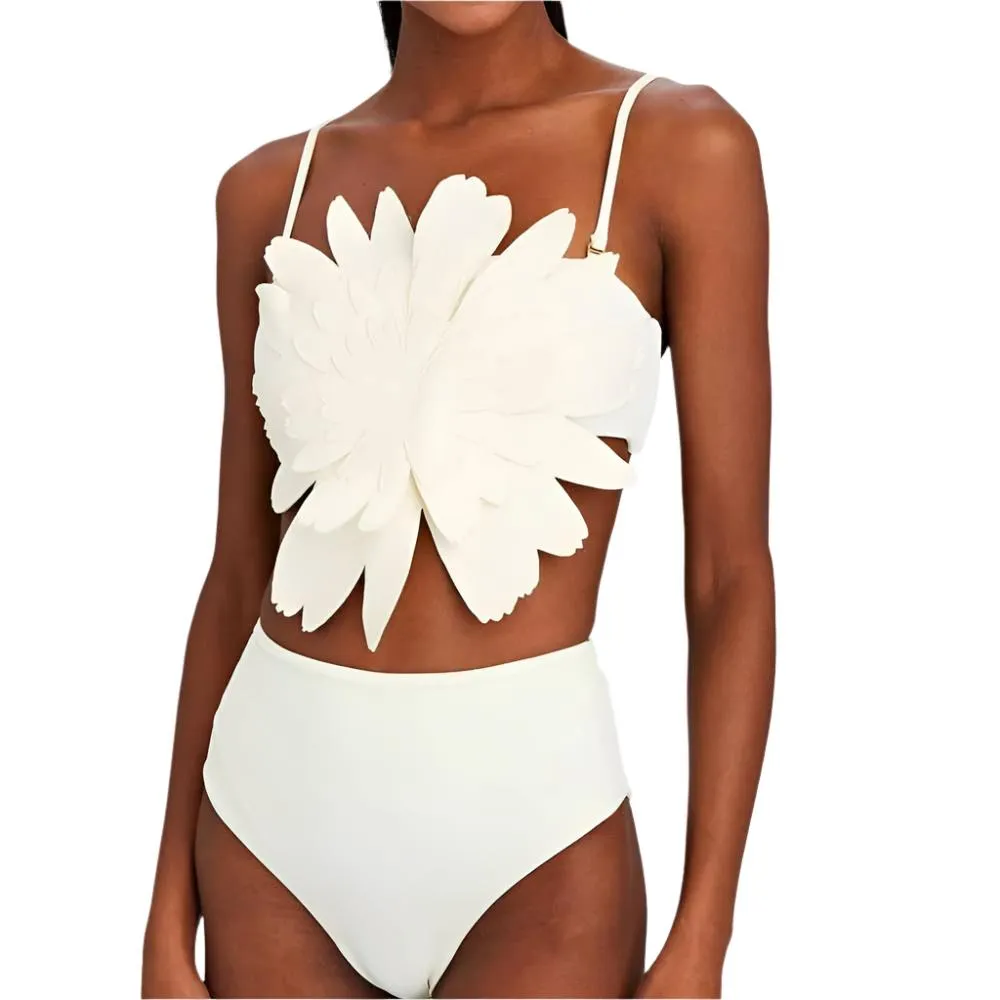 TEEK - Big Flower White/Green Bikini