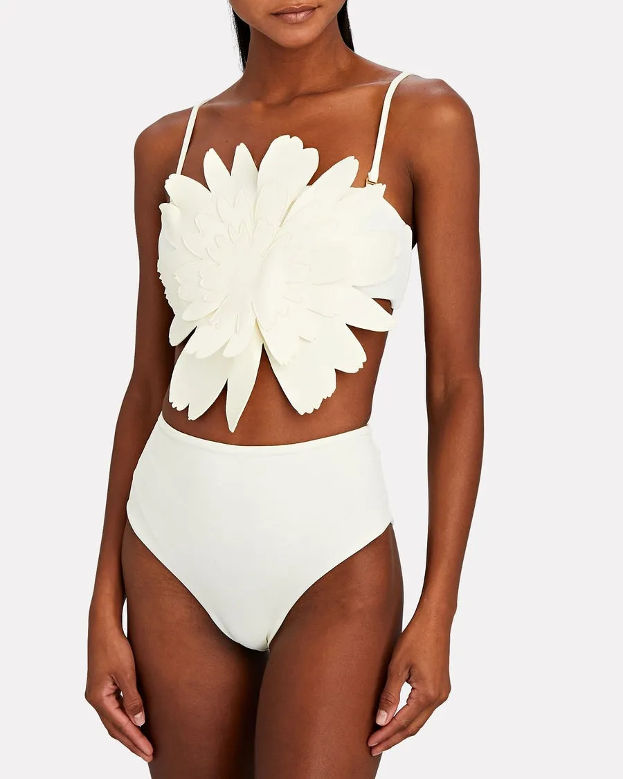 TEEK - Big Flower White/Green Bikini