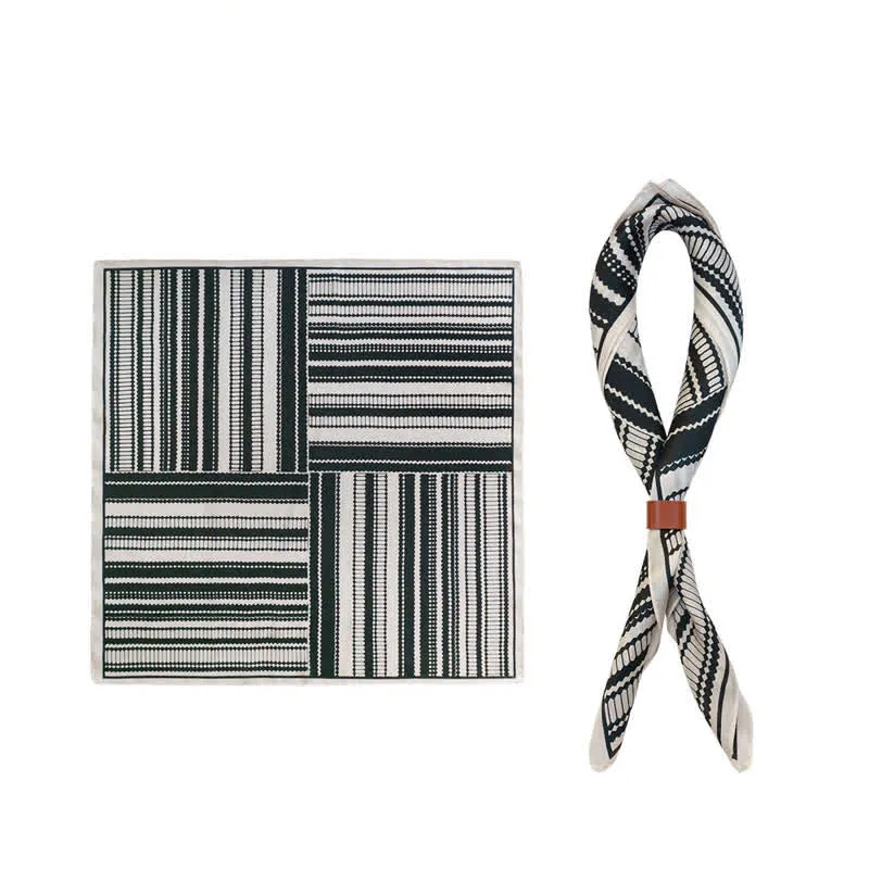 White & Black Striped Design Square Scarf